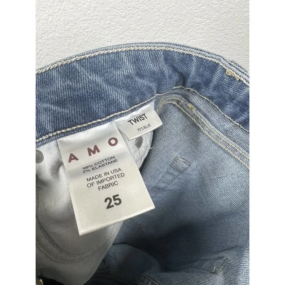 AMO Twist Crop Jeans 70s Blue Size 25 Split Hem